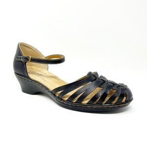 Softspots Tatianna Sandal Woven Leather Black Women’s Size 8.5